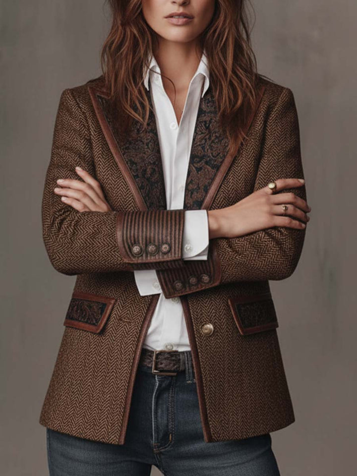 Arabella | Herringbone Panel Blazer