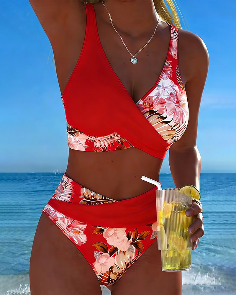 Jolina | Floral Contrast Split Bikini