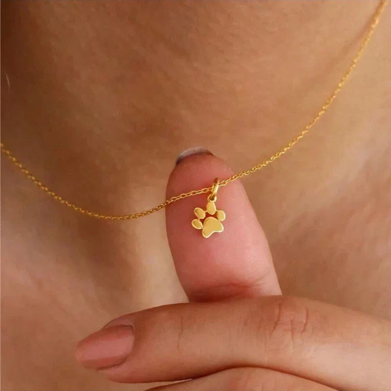 Stainless Steel Paw Print Necklace